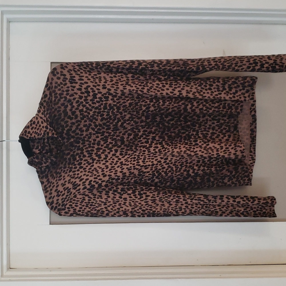 HM leopard print thin long-sleeved turtleneck top